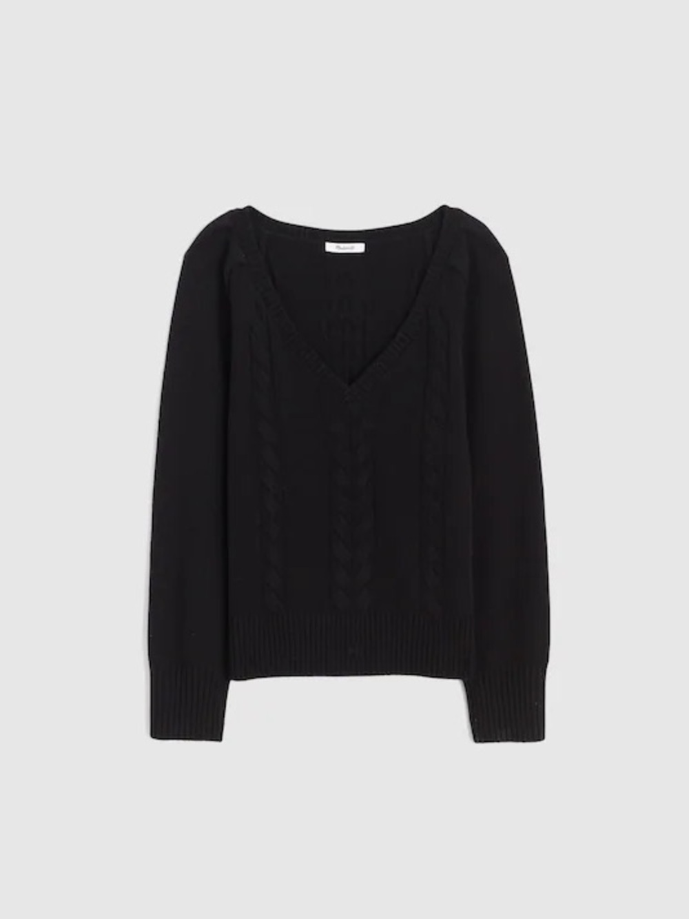 Black Merino V-Neck Knit Sweater - Women
